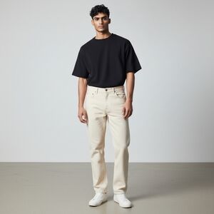 Arizona Jeans Mens Vintage Loose Fit Straight  Ivory Denim Jeans USA Size 38x34